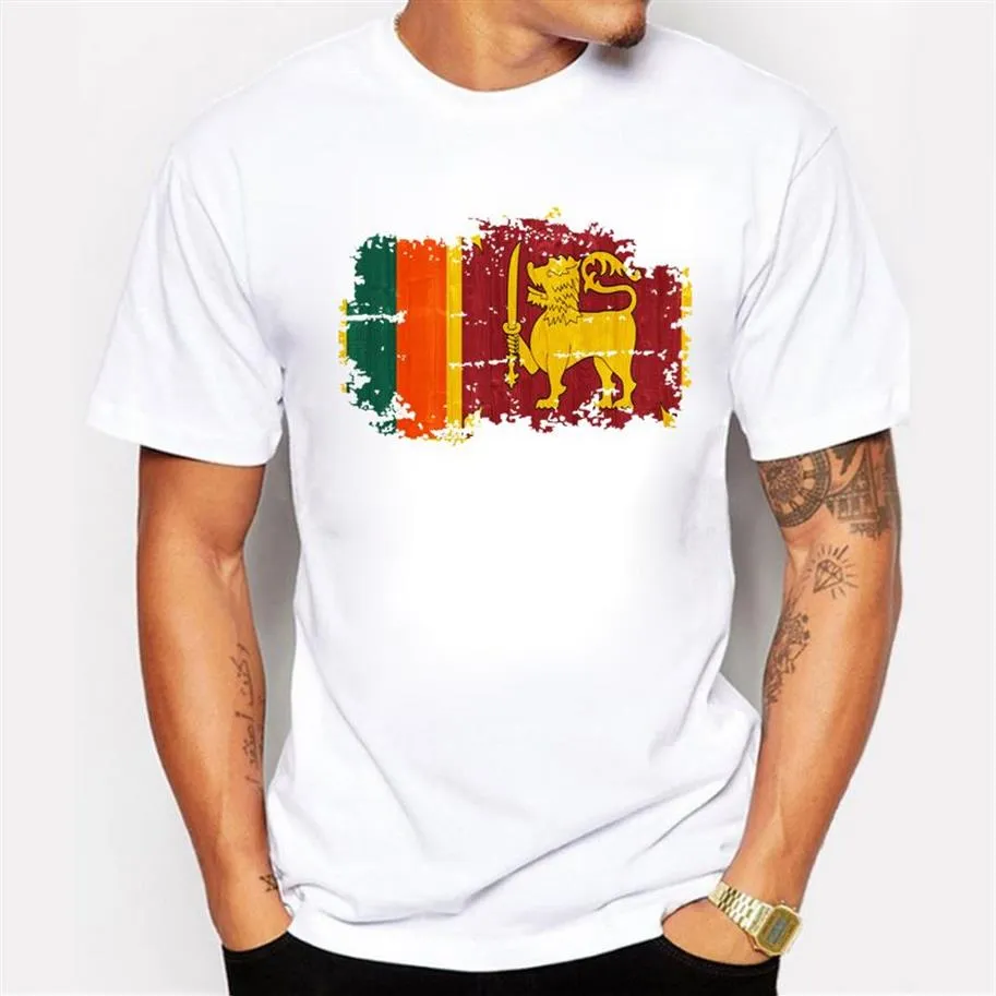 Отличное качество, футболка из чистого хлопка, мужские повседневные базовые мужские футболки, футболка с национальным флагом Шри-Ланки, ностальгический стиль, футболка Top299N