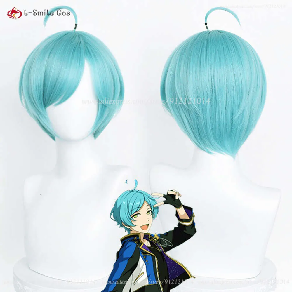 Catsuit Costumes jeu ES Ensemble étoiles Cosplay 30 cm bleu mignon résistant à la chaleur cheveux Shinkai Kanata Anime perruques + bonnet de perruque