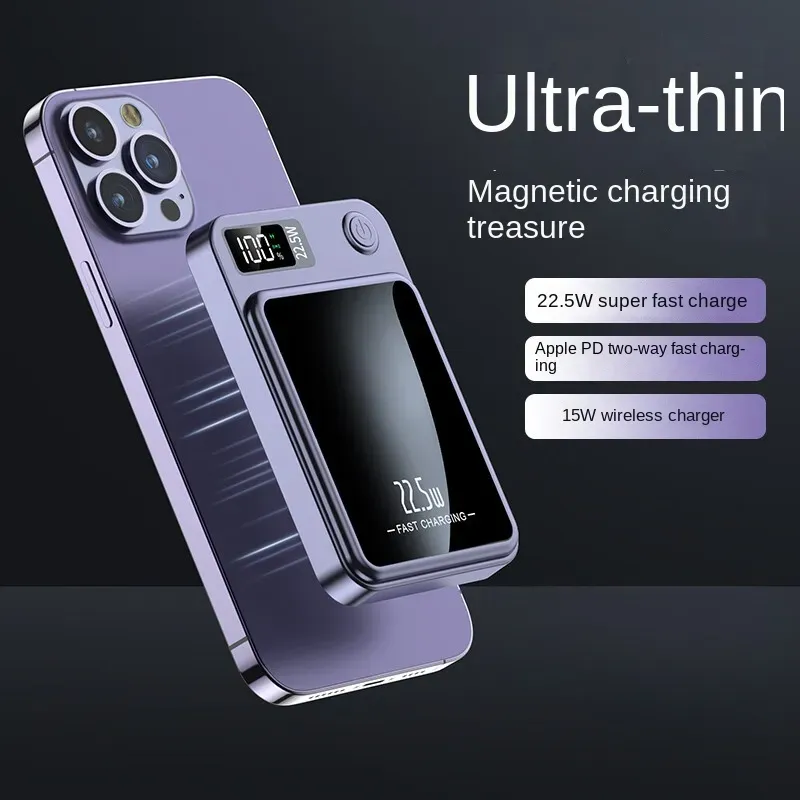 20000mAh Magnetic Qi Wireless Charger Power Bank 22.5W شحن سريع لـ iPhone Xiaomi Samsung Huawei All Home Mini PowerBank