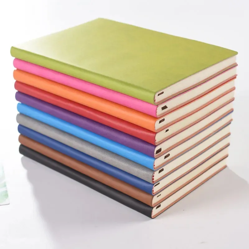 جودة عالية الجودة A5 Simplic Solid Solid Notepads Soft Leather Pu Journal Notebooks Daily Schede Memo Sketchbook Home School School Supplies Home 10 Color