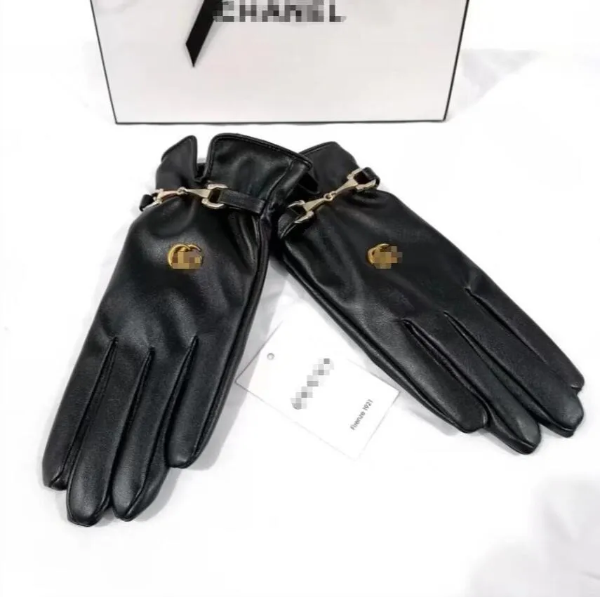 Gants Designer Automne et hiver chaud peluche coupe-vent mitaines à cinq doigts fourrure intégrée plus velours daim anti-dérapant lettre de cyclisme