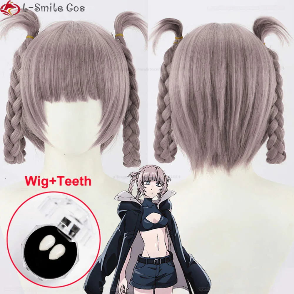 Catsuit Costumes Anime Call of the Night Cosplay Wig Gray Purple with Double Braid Yofukashi No Uta Nanakusa Nazuna Grayish Wigs