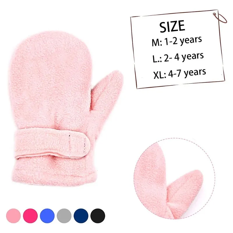 Barnens fingerhandskar Småbarn Infant Winter Mantens fodrade med fleece Easy-On Baby Boy Girls Warm Thick Children Windoperture Gloves Outdoor Hand Warmers 231027