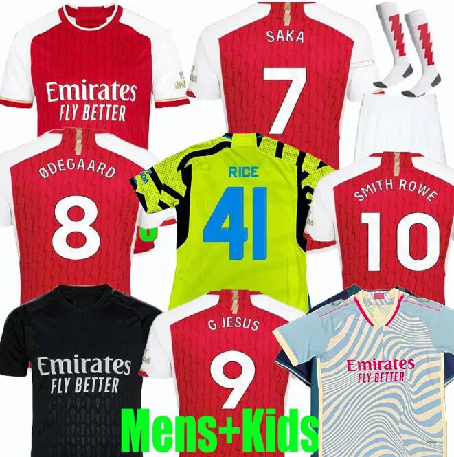 23/24 Gunners G.JESUS ARSENALL Voetbalshirts 2023 ARsen THOMAS TROSSARD RICE TIERNEY SMITH ROWE Shirt SALIBA ODEGAARD SAKA HAVERTZ Voetbal kindertenue Uniformen