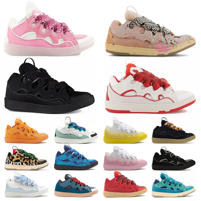 lanvins shoes lavins curb sneakers designer shoes all black pink grey green yellow red blue white【code ：L】luxury trainers mens shoes dghate