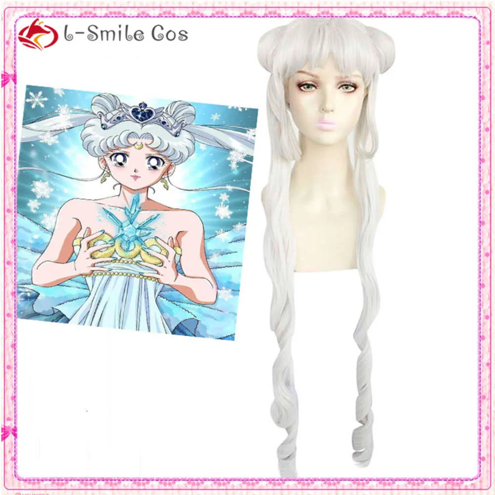 Catsuit Costumes Sailor Tsukino Usagi Siery Blanc Cosplay Double Queue De Cheval Longue Résistant À La Chaleur Synthétique Cheveux Femmes Perruques De Fête + Bonnet De Perruque