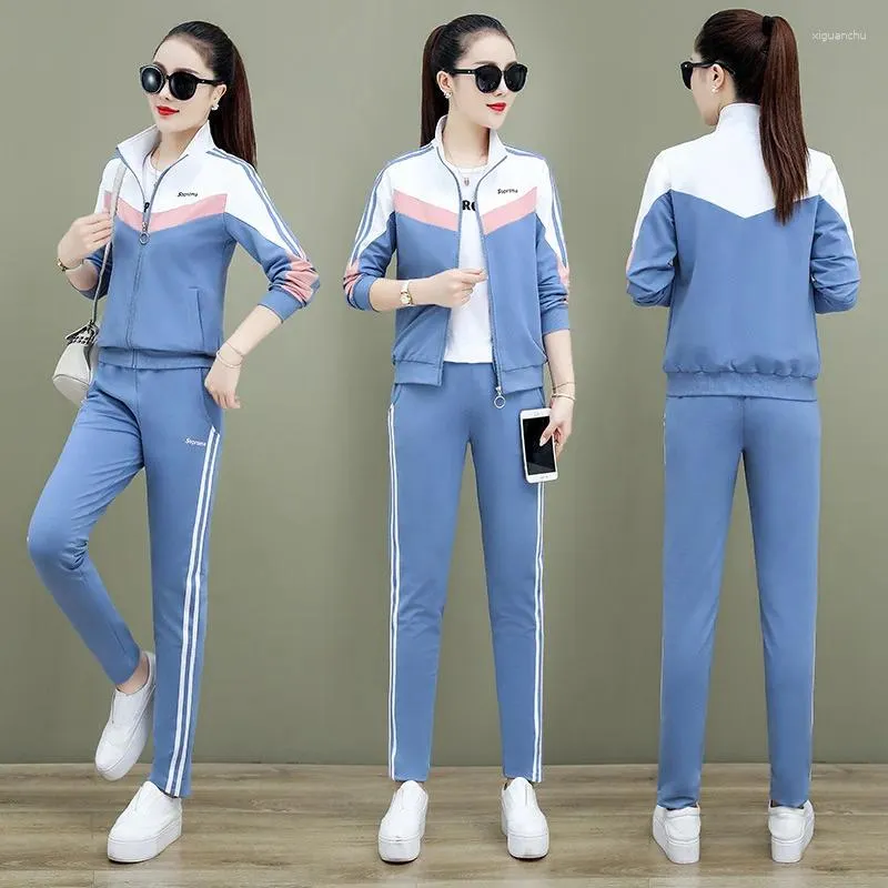 Frauen Zwei Stück Hosen Qualität Sport Set Frühling Herbst Koreanische Ausgabe Strickjacke Mantel Frauen Casual Mode Laufende Sportswear