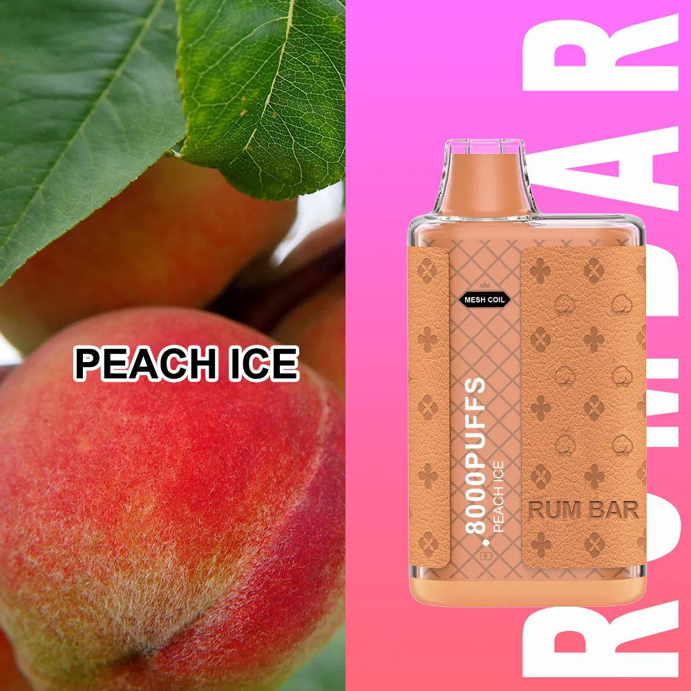 Original RUM BAR 8000puffs Type C Rechargeable Disposable Vape Pen 10ML Prefilled Pods