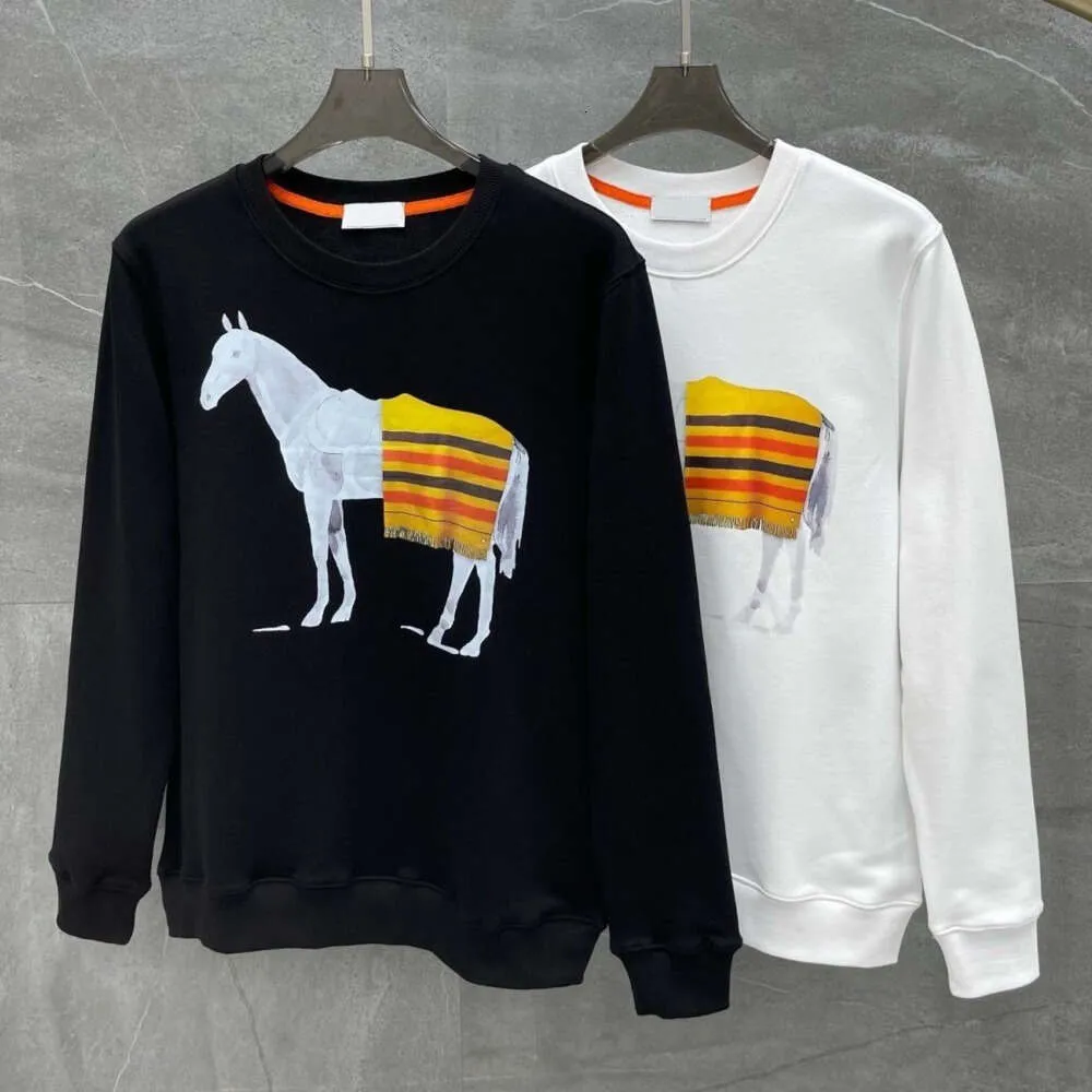 Hms sudadera de moda hombres mujeres suéteres suéter de diseñador H estampado de caballo cuello redondo con capucha camiseta de manga larga camiseta casual para hombres