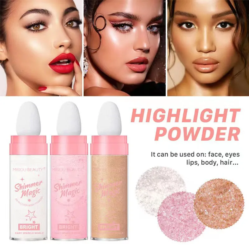 Mondschein-Highlighter-Puder, schimmernder Kontur-Bronzer für Gesicht und Körper, Highlighter-Make-up-Bronzer