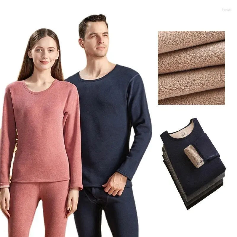 Ropa Interior Termica Para Hombre Conjunto De Calzoncillos Largos Gruesos De Invierno Para Hombre Y Mujer Camisa De Cachemira Pantalones Traje Para Hombre Ropa Interior Termica Ropa De Dormir De 53 62...