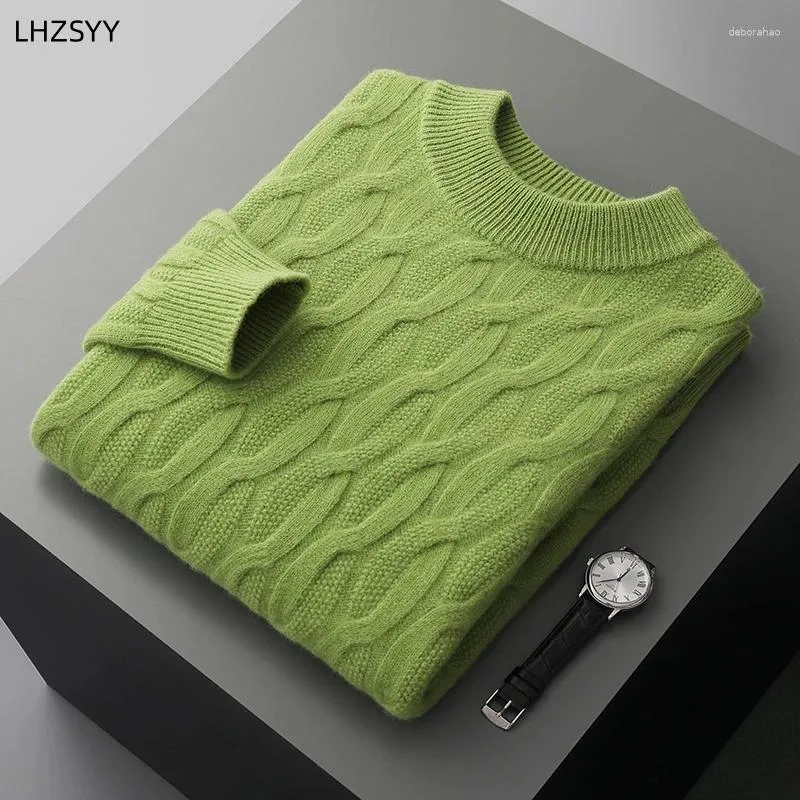 Men's Sweaters LHZSYY Winter Thicken Cashmere Sweater Half-high Neck Twisted Pullovers Large Size Jackets Tops Casual Knit Shirts
