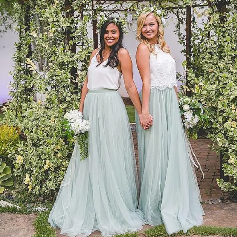two tone bridesmaid dresses for wedding Rustic Boho Bridesmaid Dresses Two Piece – Lisposa main image 1
