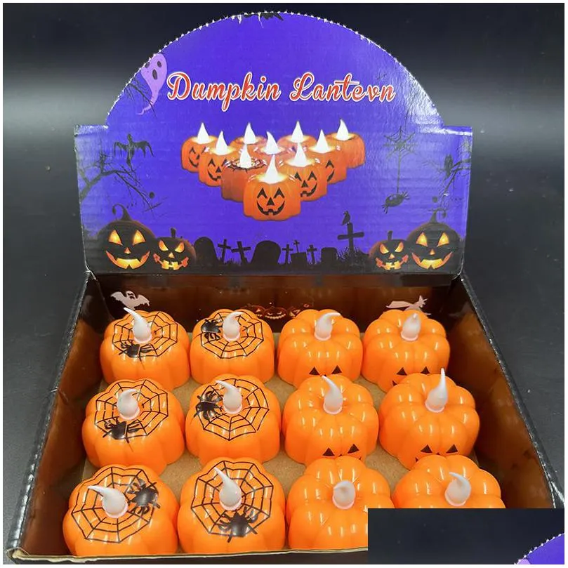 Party Decoration Halloween Luminous Pumpkin Lantern Ghost Festival Decorative Led Electronic Candle Lamp Props Small Night Light Dro Dhapx