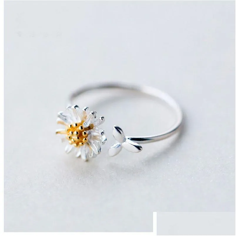 Bandringar Daisy Flower Elegant öppningsringar Kvinnor Justerbart bröllopsfest engagemang Finger Statement smycken gåva Drop D Dhgarden Otcho