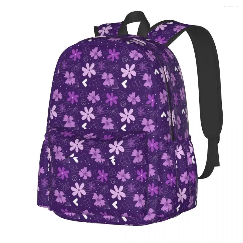 Mochila margarida flor roxo floral impressão estilo ao ar livre mochilas menina designer leve sacos de escola mochila