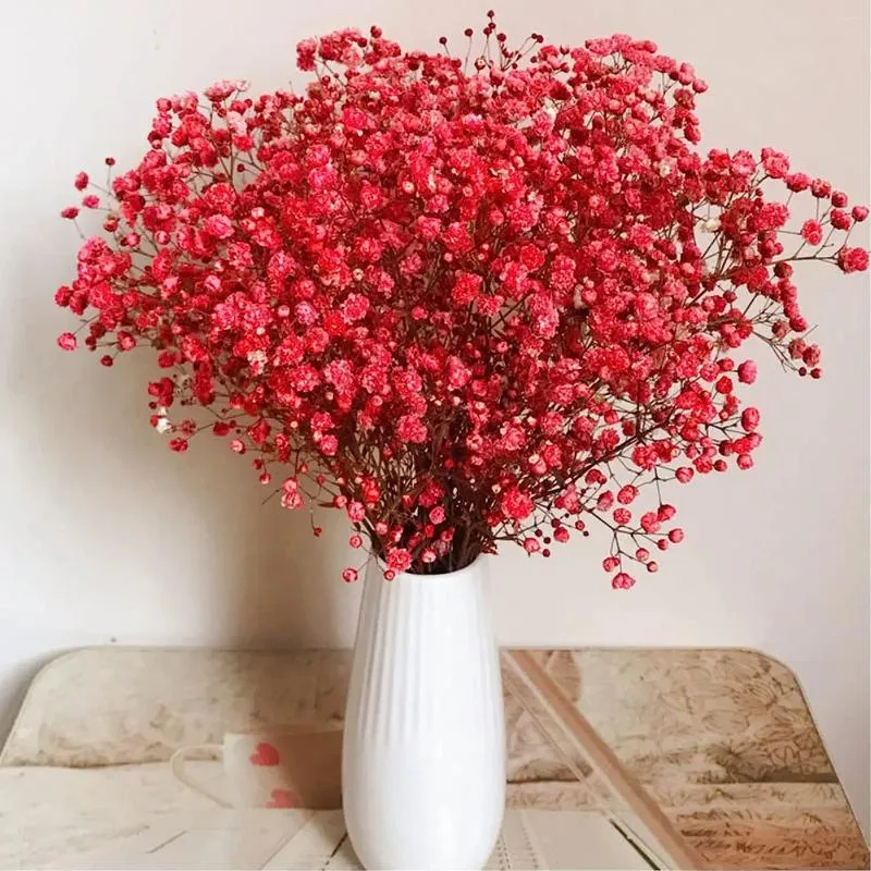 Dekorative Blumen 2500 roter getrockneter Schleierkraut – atemberaubender natürlicher Schleierkraut-Blumenstrauß für Heimdekoration, Hochzeiten und DIY-Blumenprojekte