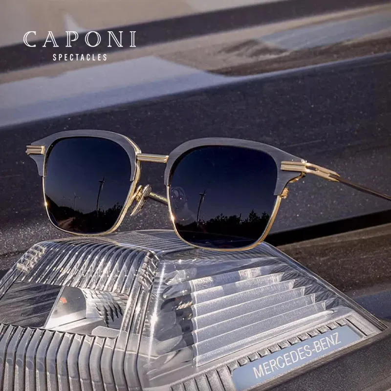 선글라스 프레임 Caponi pochromic 남자의 태양 안경 편광 순수한 아세테이트 야외 음영 UV400 오리지널 브랜드 BS1142 231026
