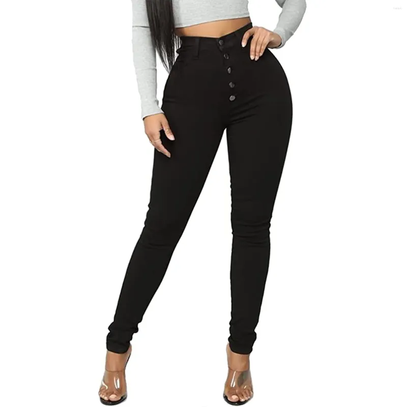 Jeans pour femmes Femmes Sport Pantalon Taille haute 5 Bouton Push Up Bulifting Sexy Pantalon colombien