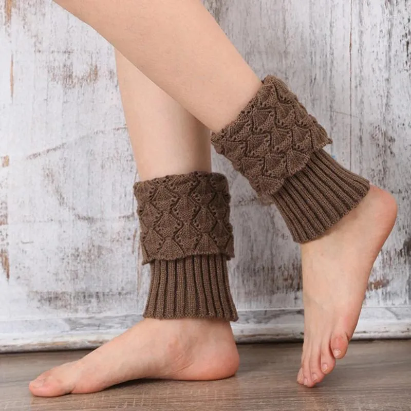 Meias femininas 1 par de crochê bota punhos malha pé capa inverno japonês lolita cosplay meia longa calcetines mujer