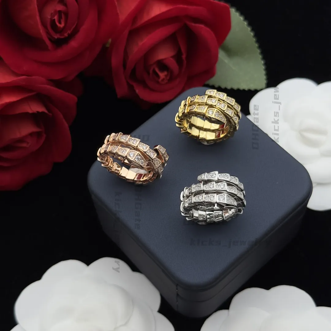 Designer ajustável Viper Ring Diamond Ring de alta qualidade Jóias de moda de luxo para casais Aniversário e amor