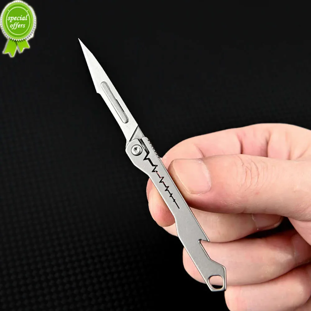Mini coltello pieghevole in lega di titanio con apribottiglie lama affilata coltello per tagliare la carta coltello per disimballaggio coltello per consegna espressa