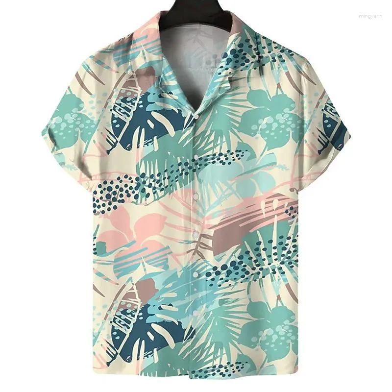 Casual overhemden voor heren Zomer Hawaiiaans overhemd Strand Korte mouw Letter Kokospalm Grafische prints Turndown Street Vakantiekleding