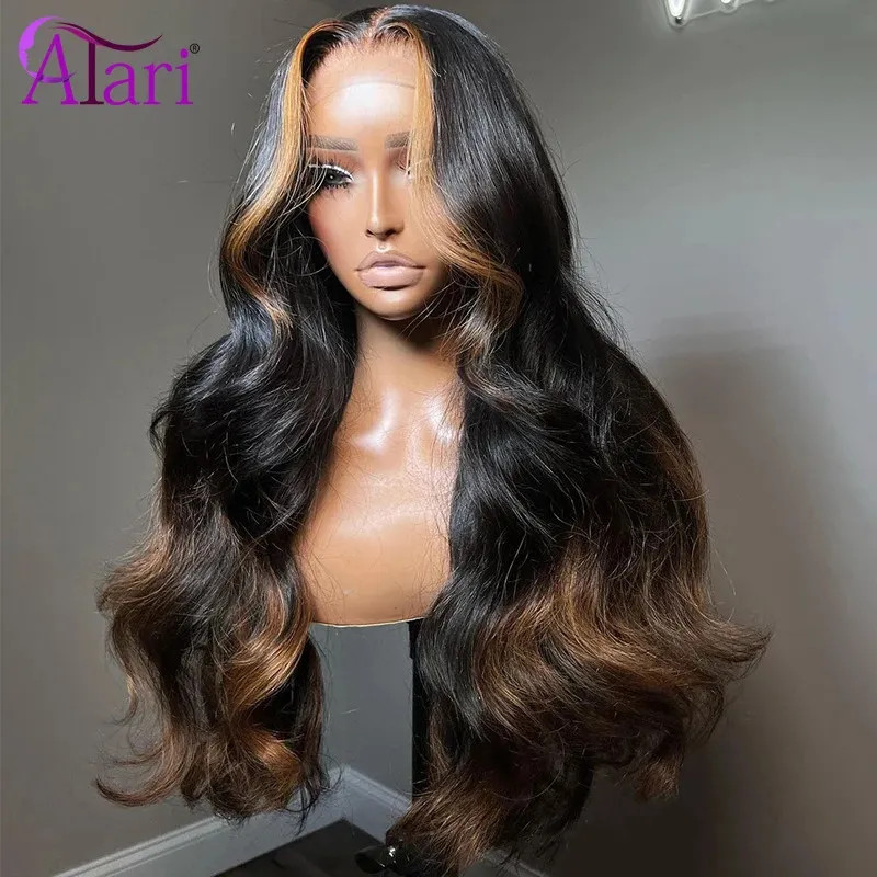 Synthetic Wigs 13x4 13x6 Lace Frontal Wig Body Wave Human Hair Ombre 30 with Black 5x5 Transparent Closure Pre Plucked for Women 231027