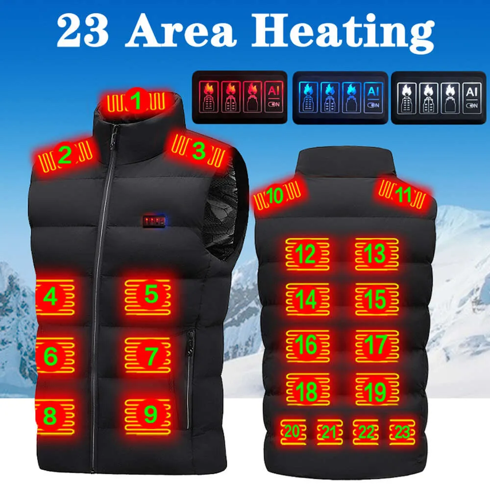 Värmeområden Jacka Winter Electric uppvärmd Vest Men USB Infrared Waistcoat M XL för sportvandring camping unisex