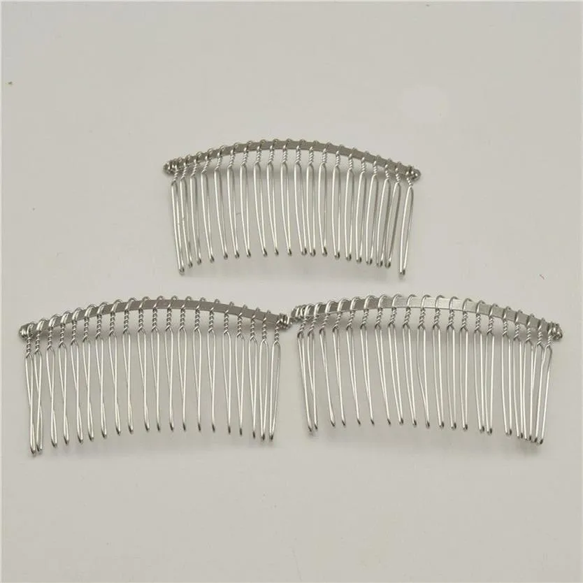 50pcs noir or argent 20 dents mariage mariée bricolage fil métal peigne à cheveux Clips résultats de cheveux accessoires 324V