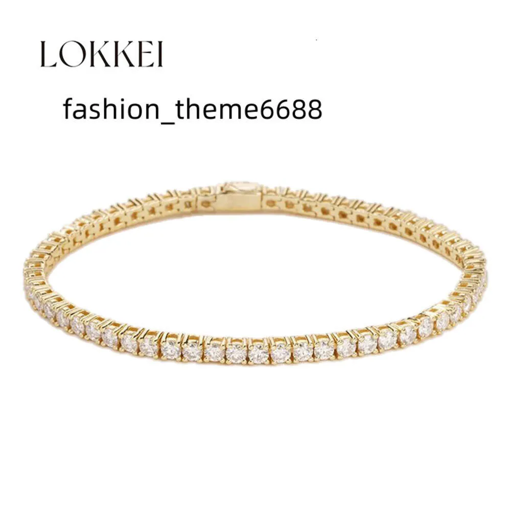 LOKKEI – Bracelet de Tennis en diamant Moissanite plaqué or pour femmes, bijoux de Style Hip-Hop, vente en gros, 3MM, ne ternit pas