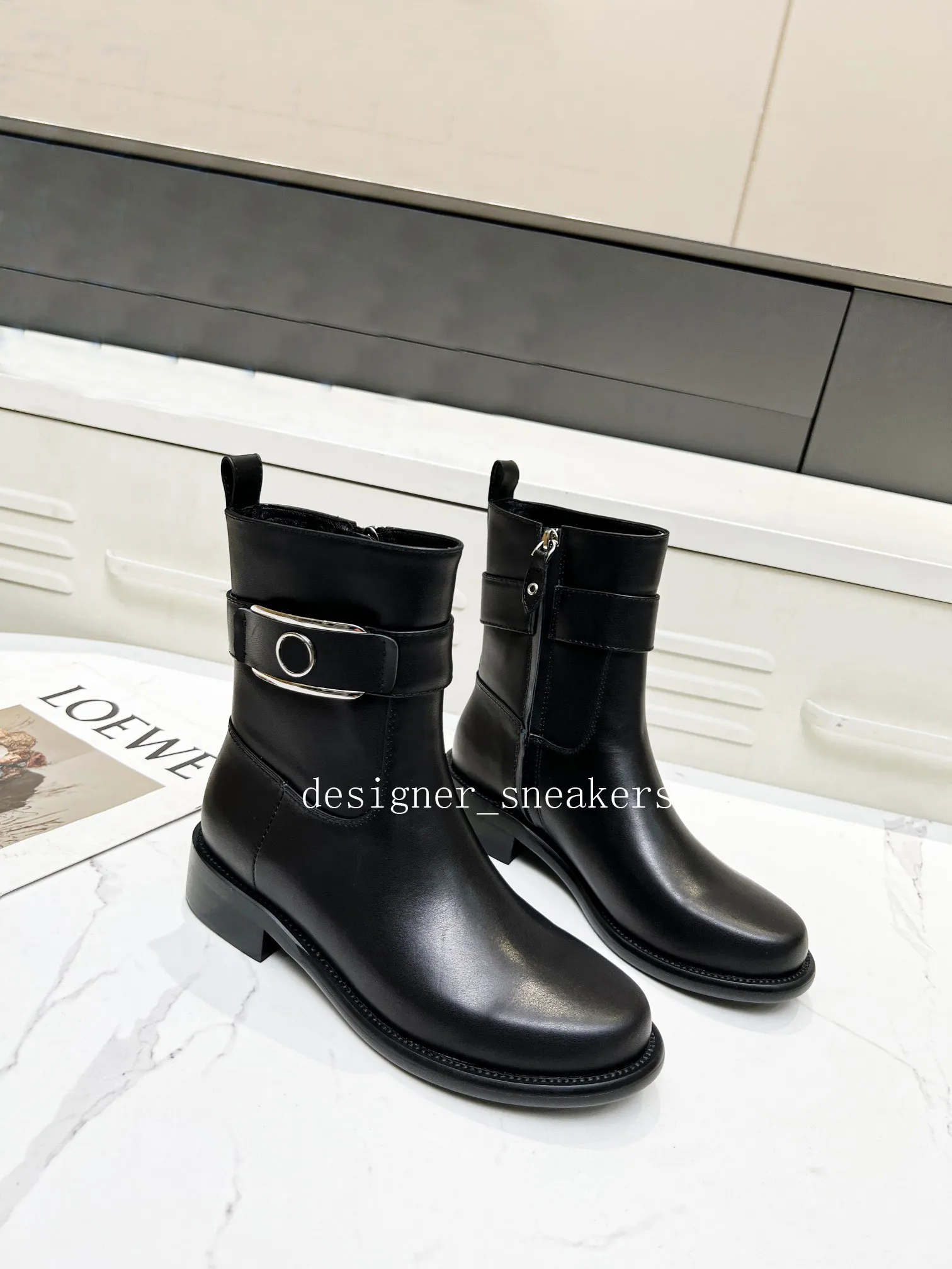 Mode Luxe Zwart Lederen Enkellaarsjes Mode Dames Martin Boot Comfortabele Casual Designer Schoenen Met Doos