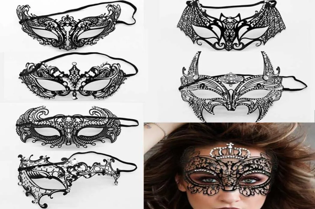 15 style dames Venise diamant masque en fer forgé avec des diamants pour Halloween Noël mariage vacances fête danse mode masque7690093