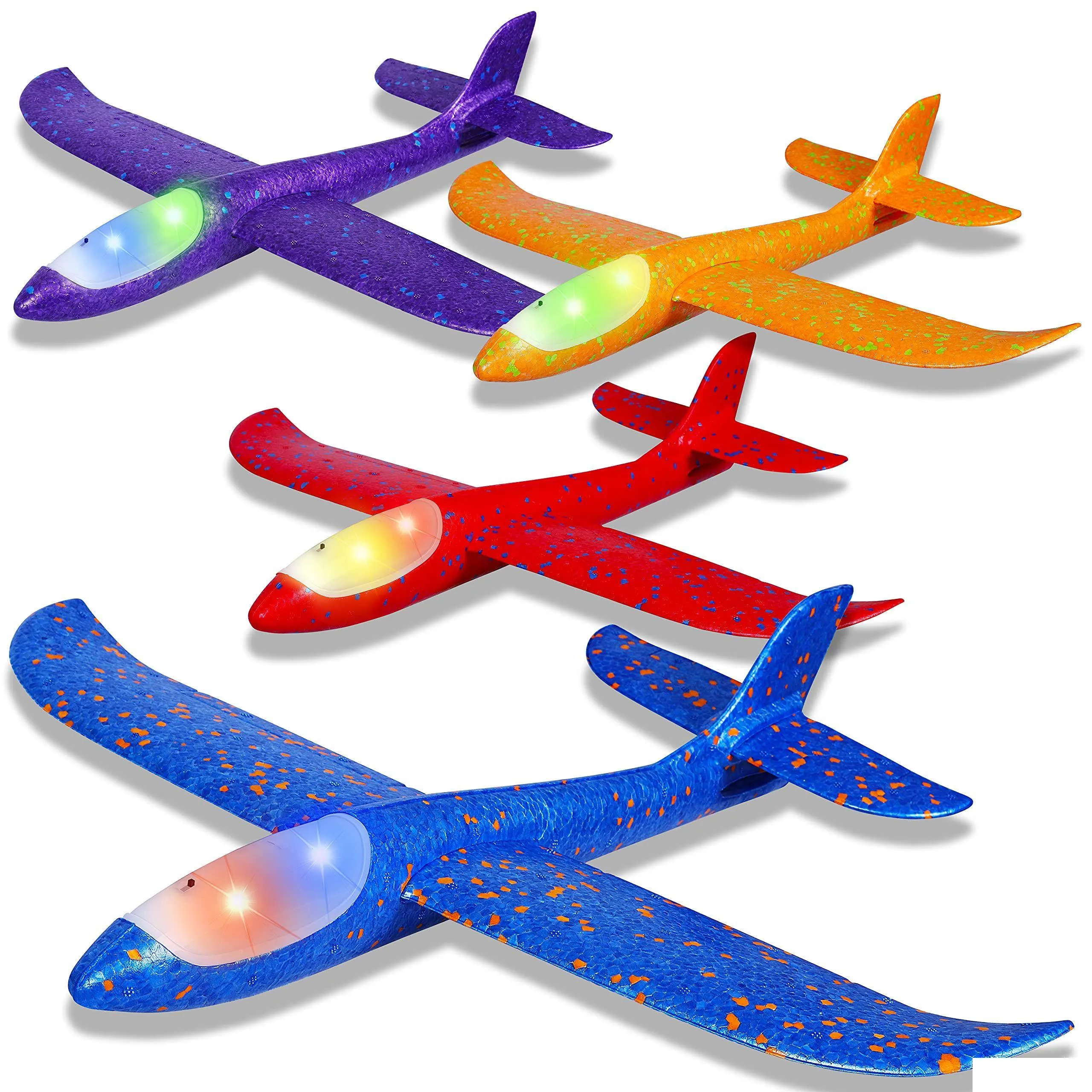 Светодиодные летающие игрушки Ijo Light Airplane Toys17.5 Большой метательный пенопластовый самолет2 Режимы полета Планер Самолет на открытом воздухе для детейПолетный подарок для мальчиков Gir Dhwe4