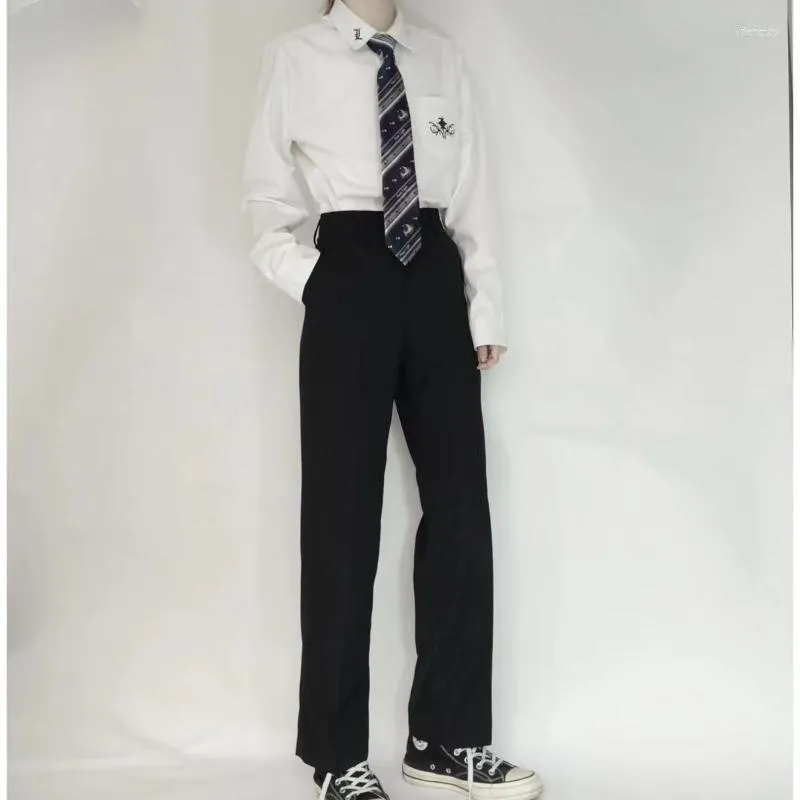 Męskie garnitury męskie Blazerse Koreańskie luźne spodnie w stylu college'u przystojny mundur garnitur czarny kolor workowate homme spodnie