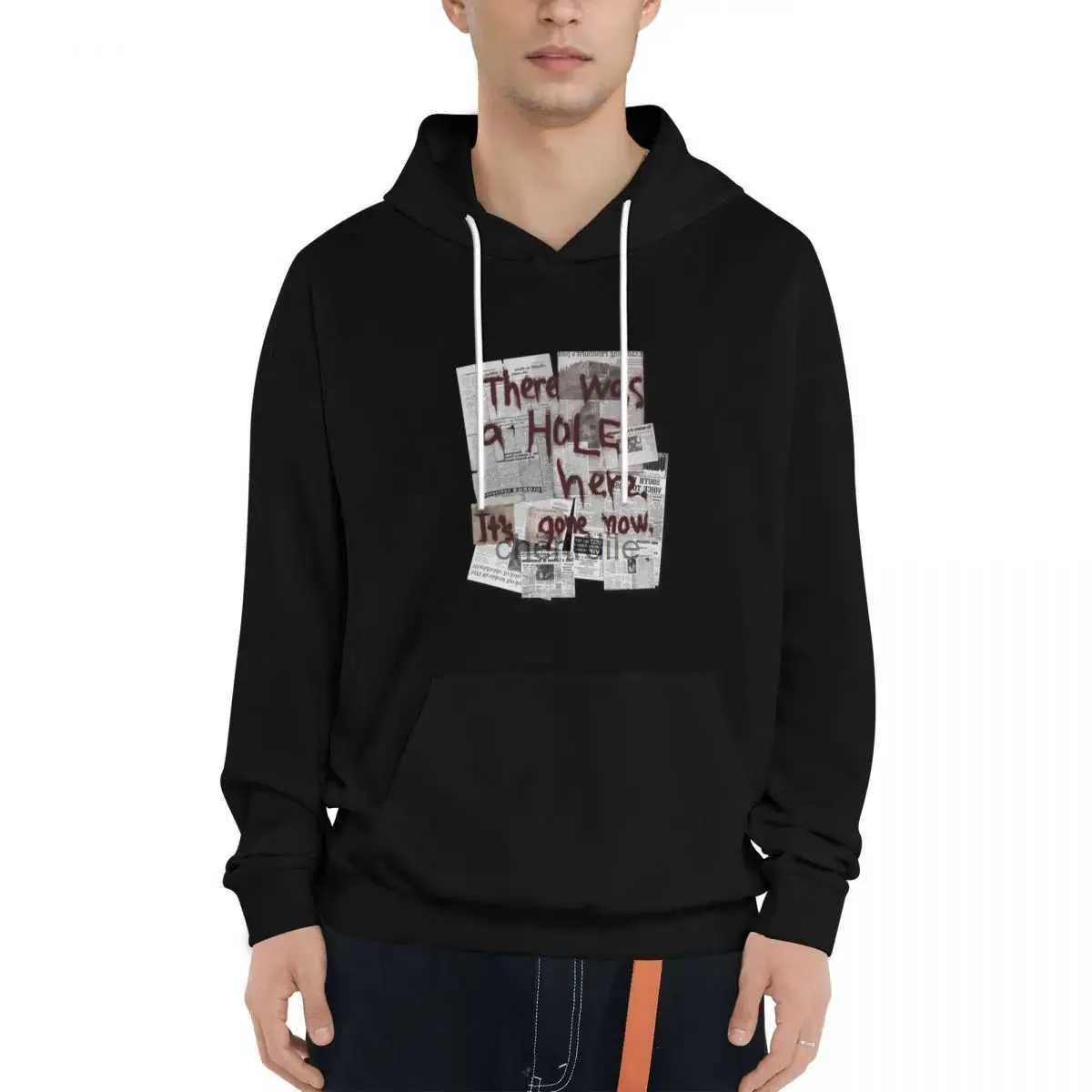 Plain Black Hoodie Mens With There Was A HOLE Its Gone Now