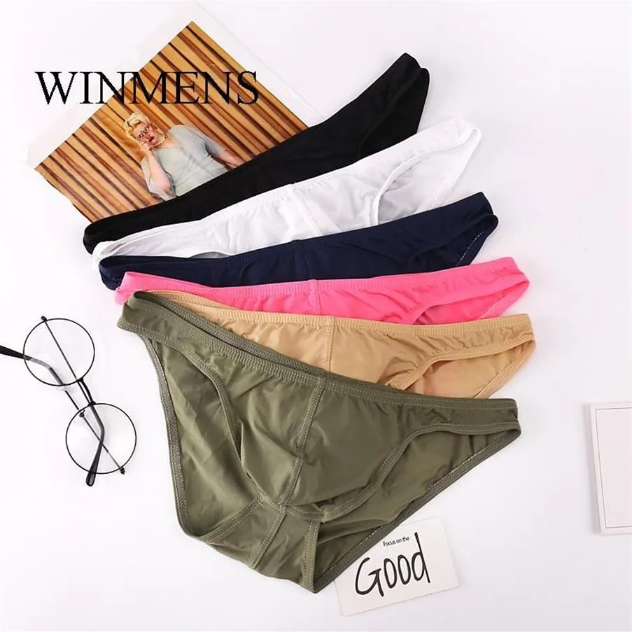 Underpants 4 Pcs Lot Man Ice Silk Underwear WOXUAN Brand Ultra-thin Mesh Breathable Elastic Gay Sexy Pouch Briefs Seamless Jockstr265f