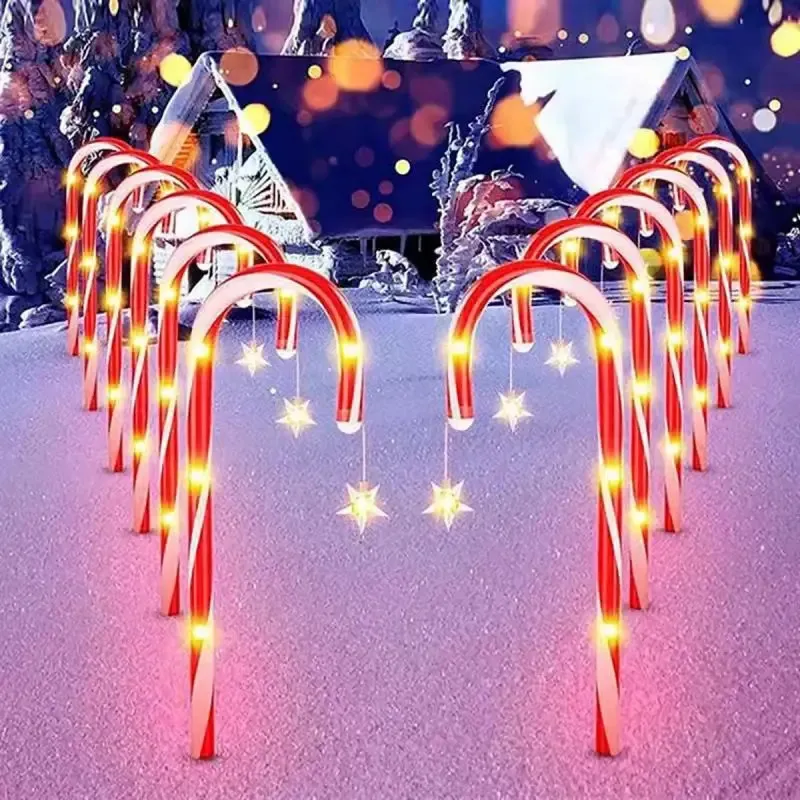 Outros suprimentos para festas de eventos 2023 Decorações de Natal ao ar livre Solar Candy Cane Lights Impermeável Led Garden Path Lawn Light Xmas Year s Decor 231027