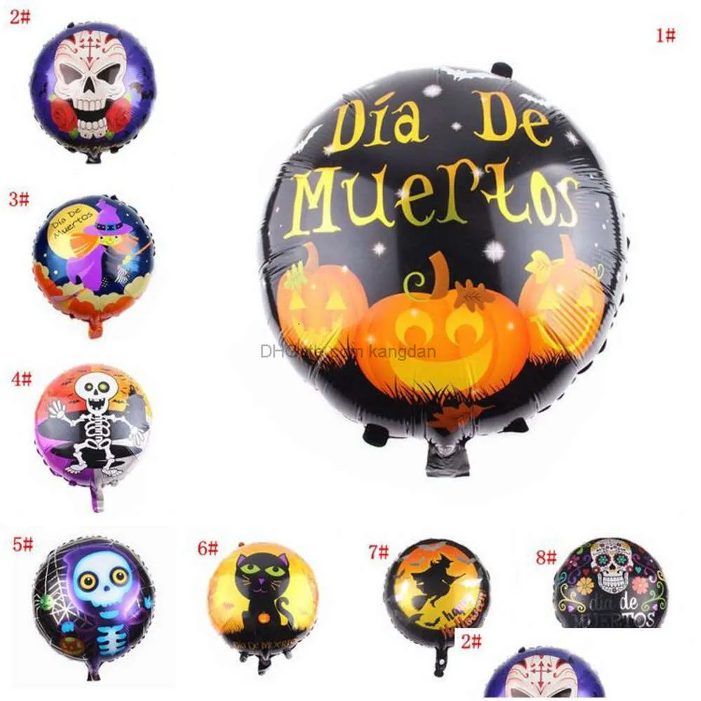 Décoration de fête 18 pouces Halloween feuille d'aluminium ballon tête de citrouille chat noir imprimé hélium enfant jouet DBC Drop livraison maison jardin Fe DH6G9