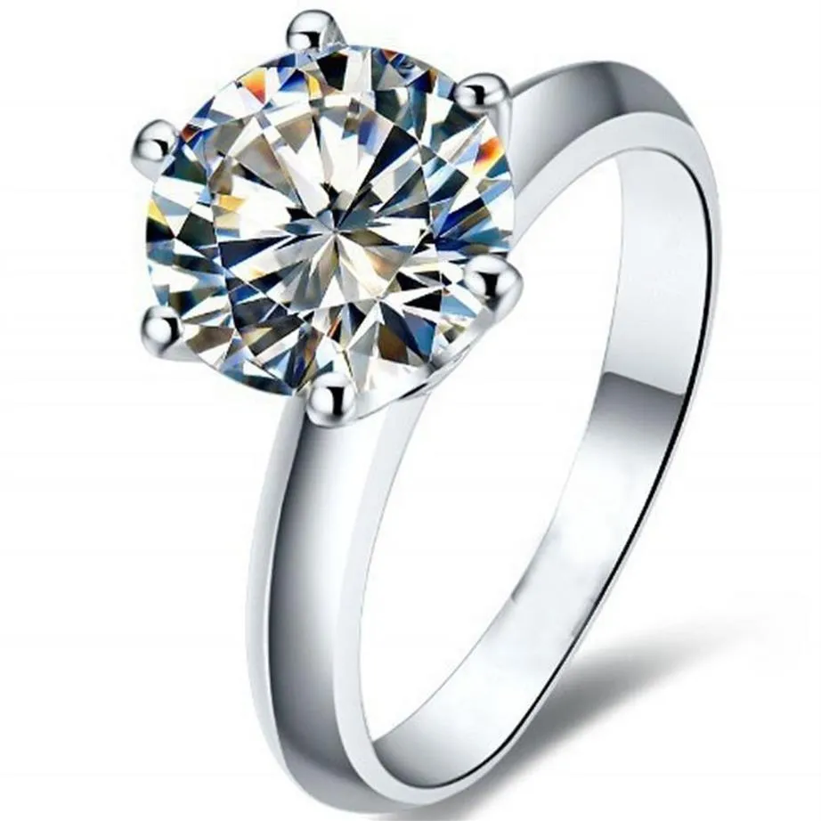 Choucong Solitaire 2CT Diamond CZ 925 SREBRE SREBRNE KOBIETY PIERŚCIENIA WEDNICZA PIERŚCIEŃ SZ 4-10 Prezent243s