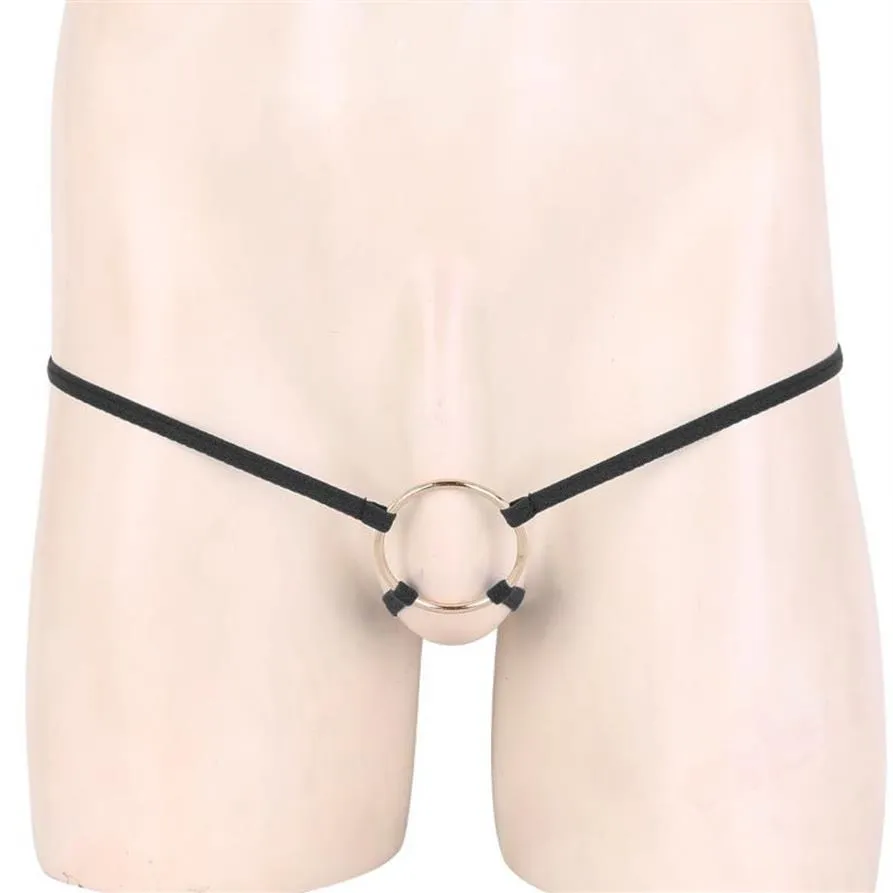 Men's G-Strings Men Underwear Metal Penis Cock Ring T-Back Open BuCrothless  Sexy Erotic Lingerie Sissy Gay Bondage Restraints221s