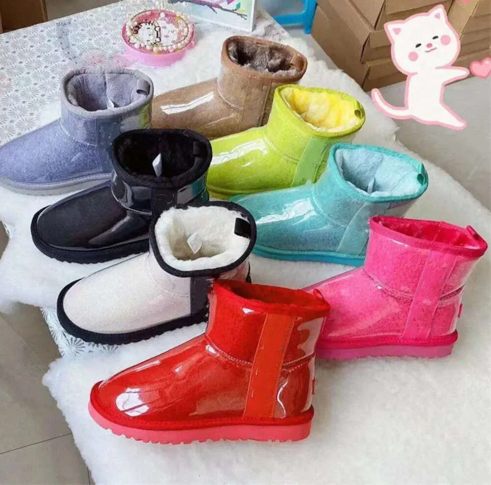 Botas UG clássico claro mini botas mulheres inverno neve peludo meninas garoto homens cetim bota tornozelo botas neves meio joelho ug