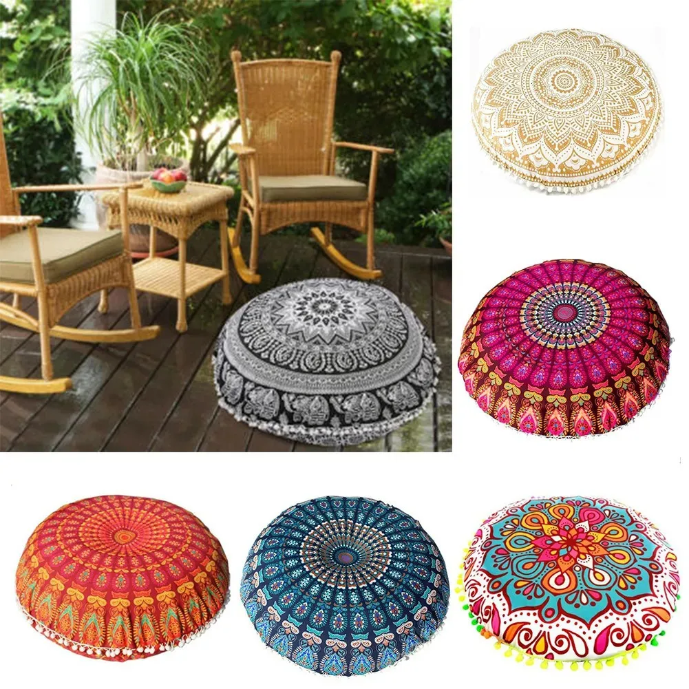 Cuscino 43 cm rotondo mandala federa cuscino bohemien cuscino da pavimento casa el fiore stampato 231027