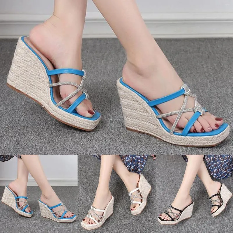 Sandals Flip Flop Rhinestone Espadrille Jute Wedge Heeled For Women And Ladies Womens Hiking With Arch Support