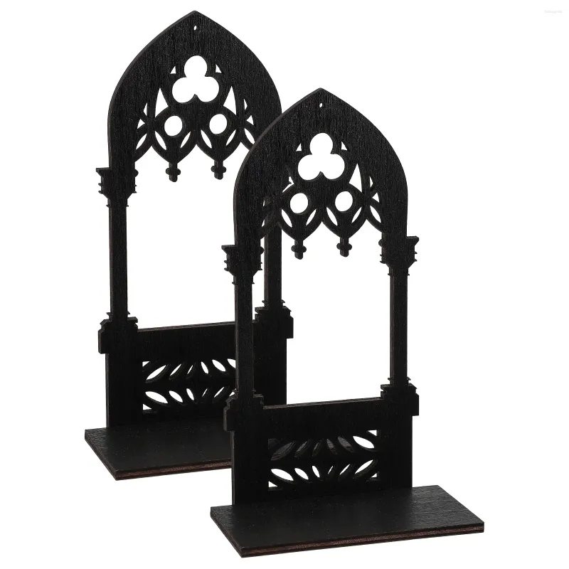 Candelabros Soportes negros para velas de pilar Estatua de madera ligera de té montada en la pared