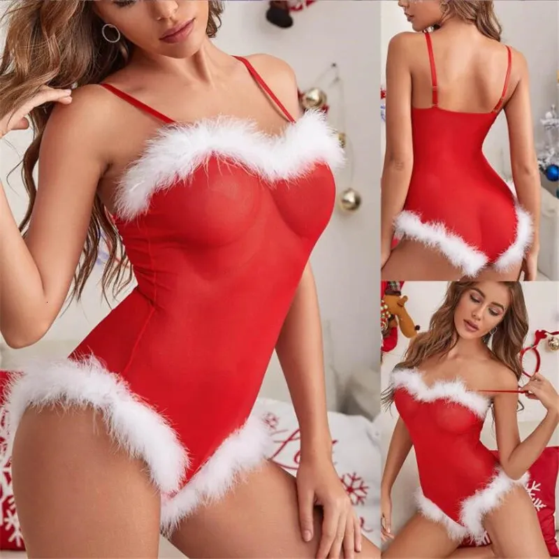 Conjunto sexy Ropa erótica de Navidad Uniforme Tirantes Body Conjunto Mujeres Lencería sexy Ropa interior Traje Sling Vestido 231026