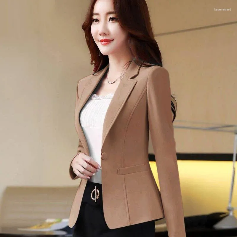 Womens Slim Fit Blazer Jacket, Korean Style Formal Business Office Work  Clothes, With Pockets From Kaceyincent, $23.85