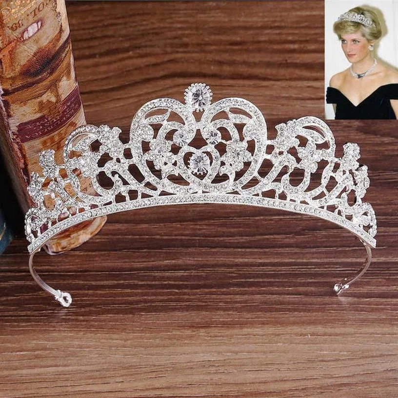 Princess Diana Crown New European Bride Wedding Accessories Grade AAA Zircon Crystal Rhinestones Bridal Crown Tiara Headdress H082289I