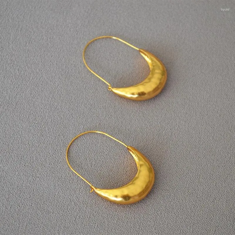 Boucles d'oreilles pendantes en laiton plaqué or, Vintage européen et américain, en forme de croissant, panier atmosphérique, crochet d'oreille, accessoires pour femmes