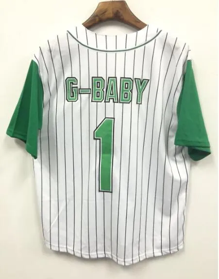 남자 1 Jarius G-Baby USA 영화 Kekambas 야구 유니폼 ED S 화이트 블랙 크기 S-XXXL
